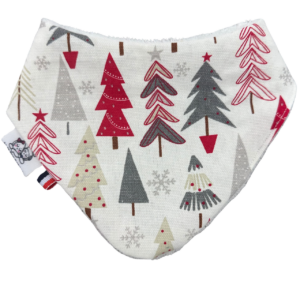 Bavoir bandana 0-12 mois Noël sapin rouge gris