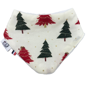 Bavoir bandana 0-12 mois Noël sapin rouge vert