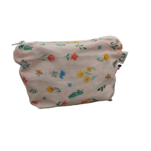 POCHETTE FLEURS FOND ROSE